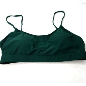 Green Bikini Top XL Nylon Spandex Swimwear Lined Spaghetti Strap Scoop Neck